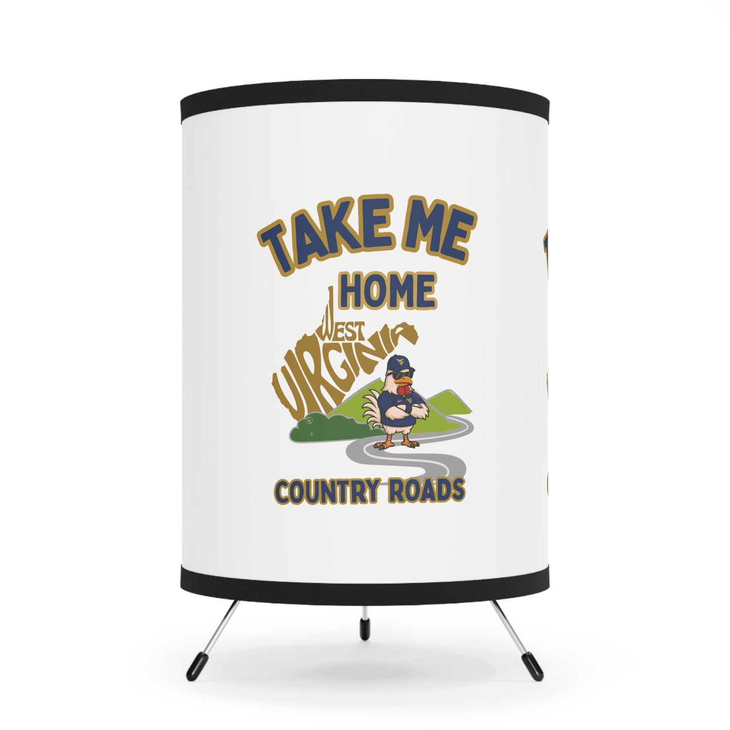 Coop Daddy Country Roads Lamp – WV Rooster Decor with 360° Print