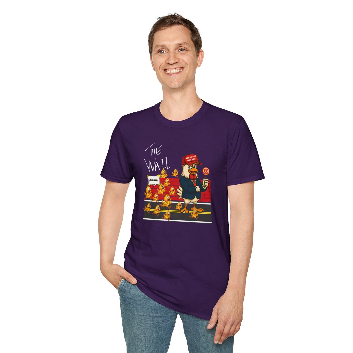 Another Chick Thru The Wall | Funny Political Chicken Graphic Tee – Cock-a-Doodle-Don Collection