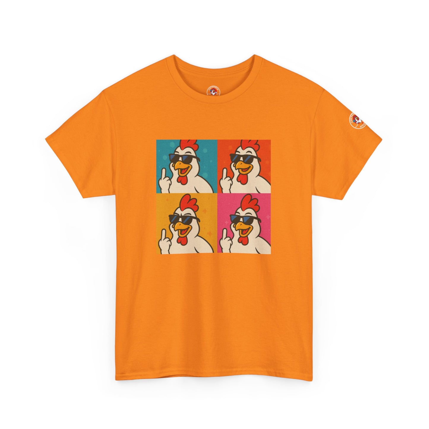 Warhol Pop Art Chicken T-Shirt – Funny Coop Daddy Middle Finger Tee for Bold Style