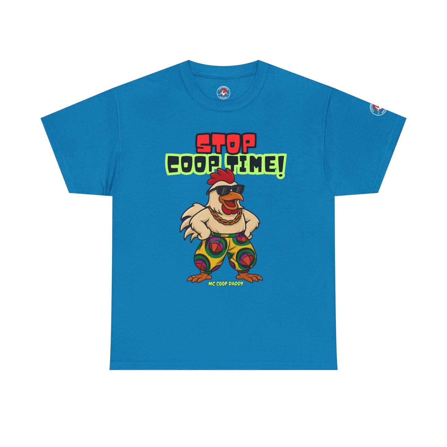 Stop COOP TIME! Funny Chicken T-Shirt – MC Coop Daddy 90s Hip Hop Parody Tee | Unisex Heavy Cotton | ChickenPop Apparel