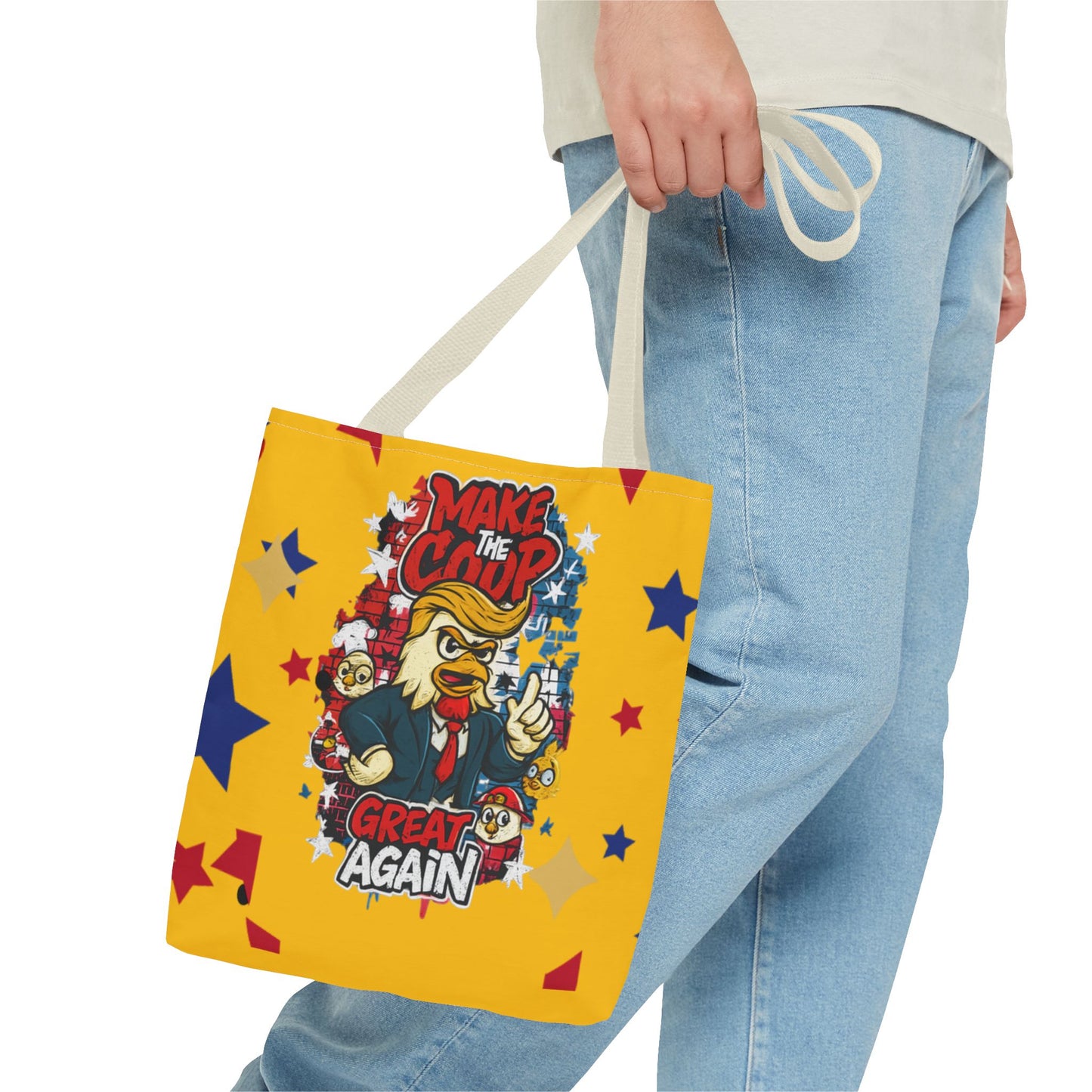 Make the Coop Great Again Tote Bag, Funny Tote Bag, Political Humor Bag, Gift for Movers and Shakers, Yellow Tote, Election Day Accessory