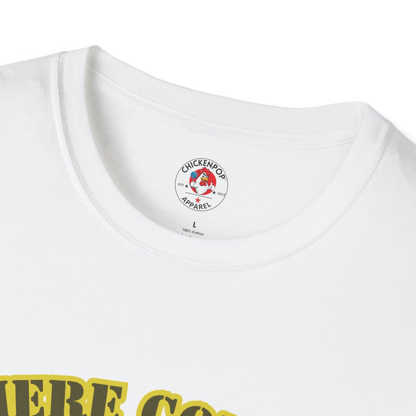 Here Comes the Rooster Music Graphic Tee with Front & Back Print Unisex Rock T-Shirt