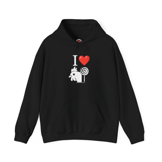 I Love ChickenPop Hoodie – Funny Chicken & Lollipop Graphic Hoodie | Unisex Cozy Pullover | Big Chick Energy Sweatshirt