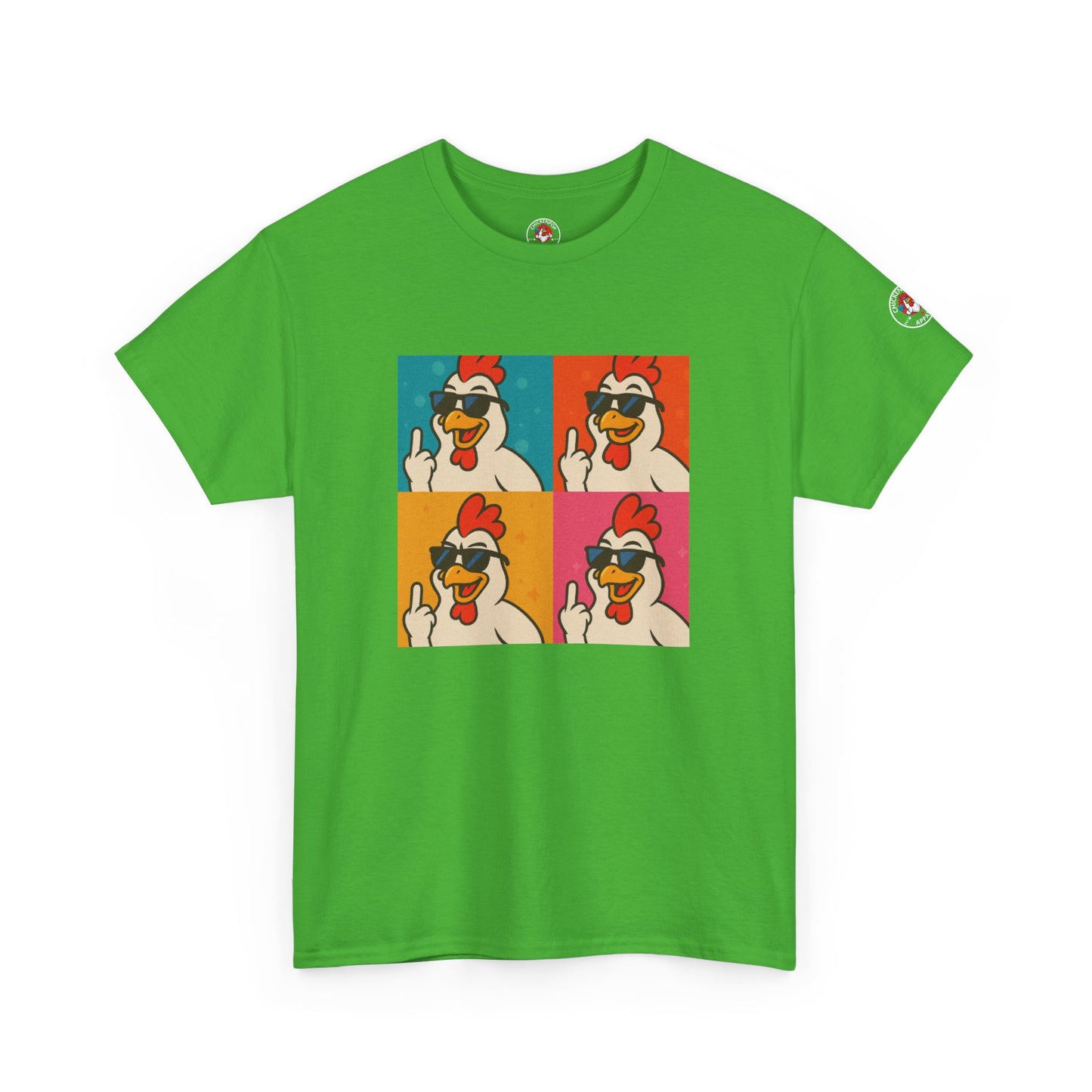 Warhol Pop Art Chicken T-Shirt – Funny Coop Daddy Middle Finger Tee for Bold Style
