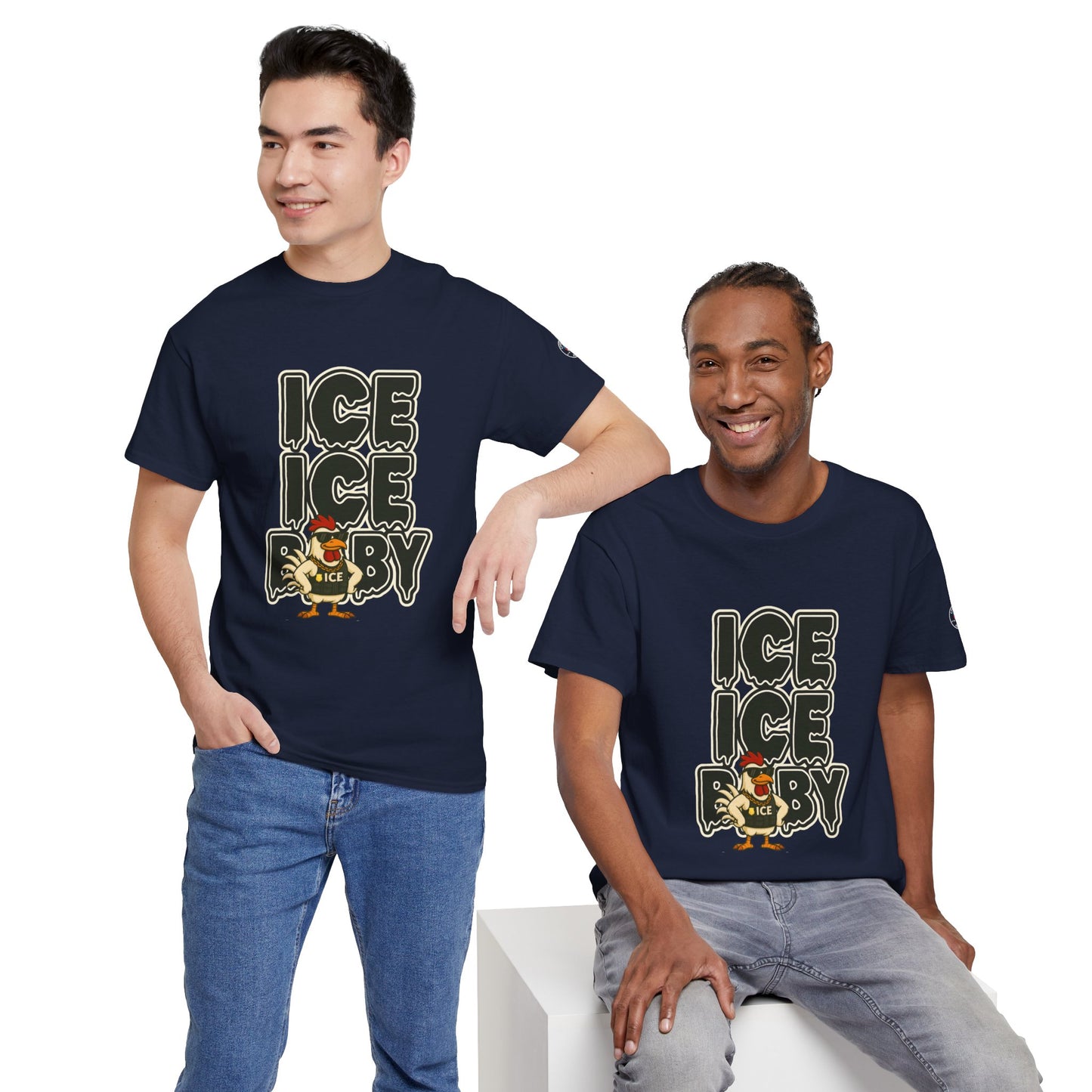 ICE ICE BABY Funny Chicken T-Shirt – Coop Daddy Parody Tee for Music & Poultry Fans