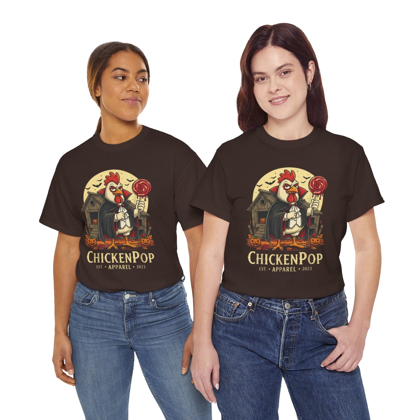 ChickenPop Sucker For a Pop Vampire Rooster Halloween T-Shirt – Funny Spooky Graphic Tee for Fall & Costume Season