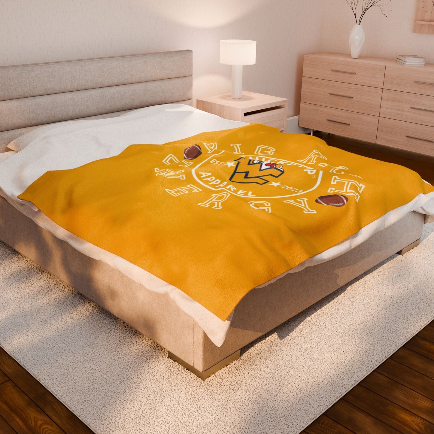 ChickenPop Apparel Big Rich Energy Original Logo Velveteen Plush Blanket Gold