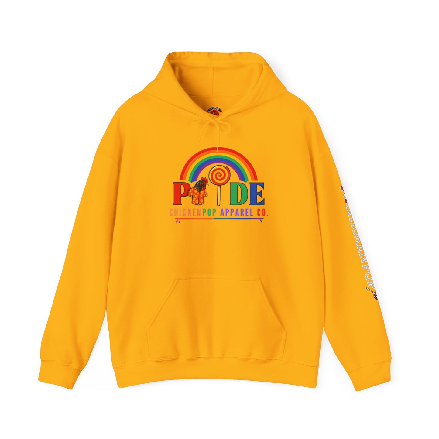 Pride Month Hoodie – ChickenPop Apparel | Rainbow Logo with Coop Daddy – Unisex LGBTQ+ Sweatshirt