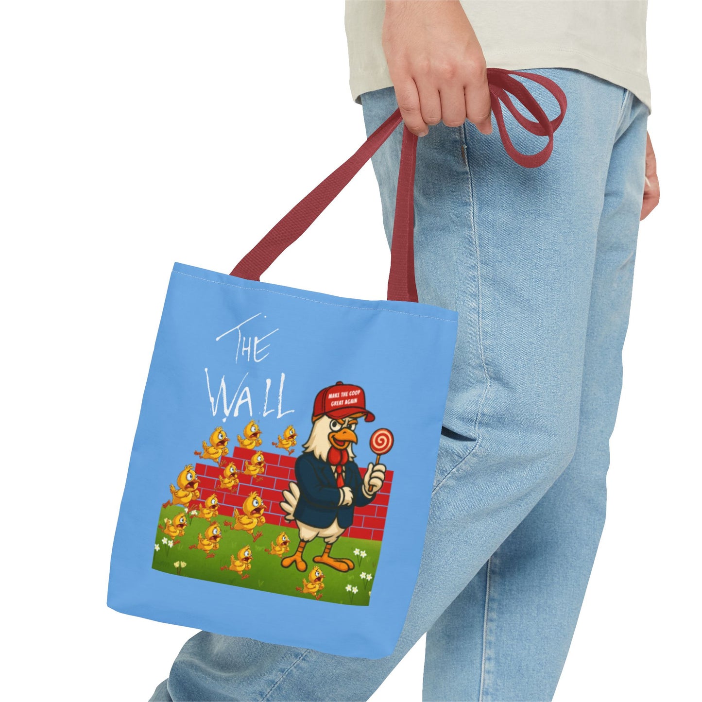 Another Chick Thru The Wall Tote Bag – Funny Political Chicken Graphic | Durable Eco-Friendly Canvas Shopper for Everyday Use