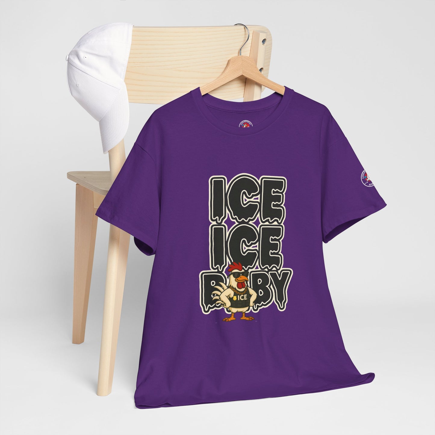 ICE ICE BABY Funny Chicken T-Shirt – Coop Daddy Parody Tee for Music & Poultry Fans