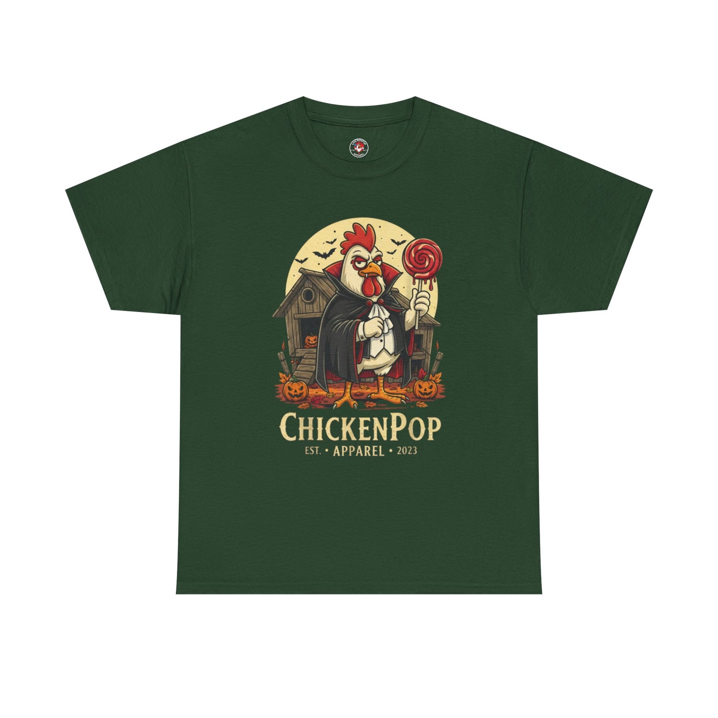 ChickenPop Sucker For a Pop Vampire Rooster Halloween T-Shirt – Funny Spooky Graphic Tee for Fall & Costume Season