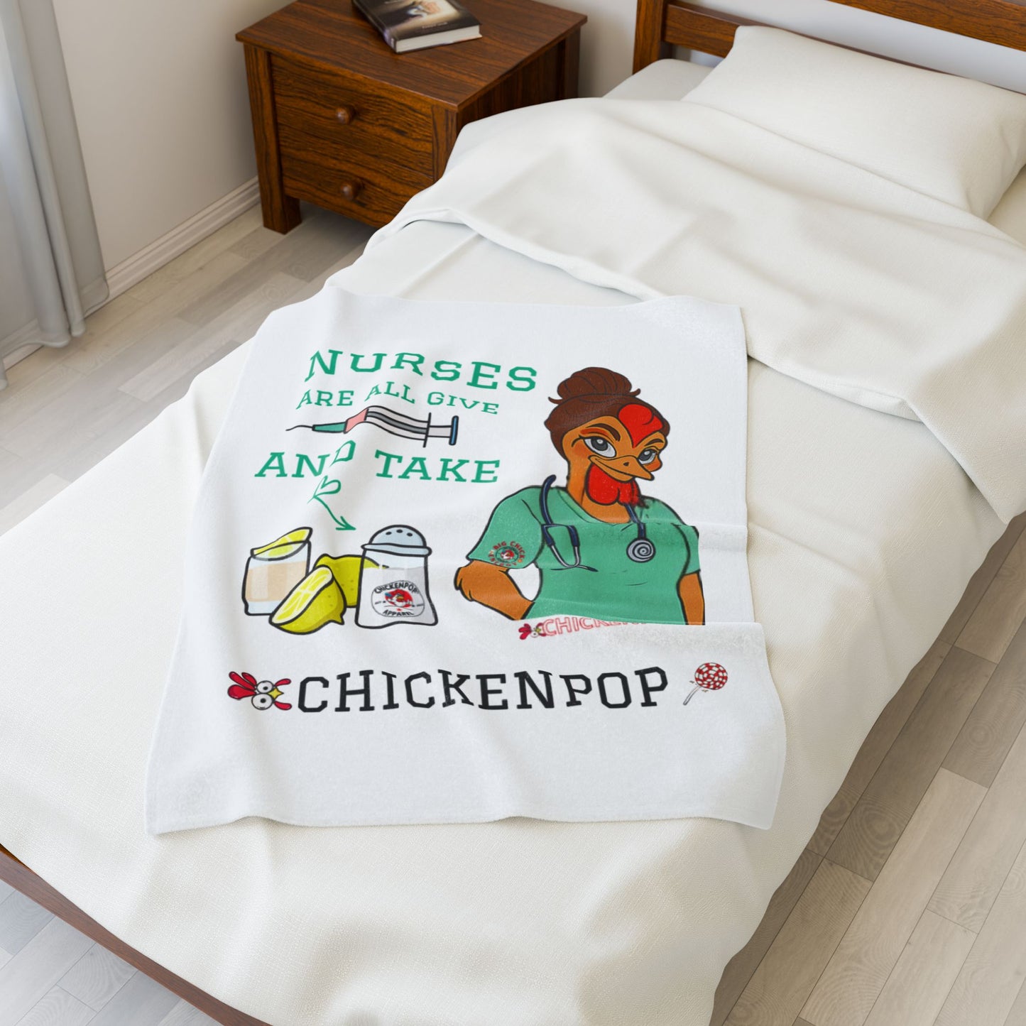 Nurses Are All Give and Take Velveteen Plush Blanket - "Nurses Are All Give and Take" - Cozy Gift for Healthcare Workers