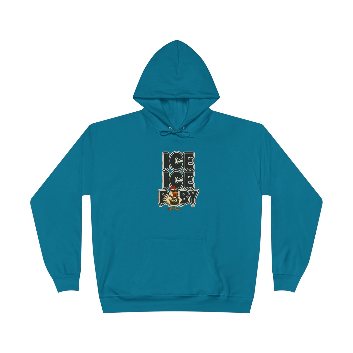 ICE ICE BABY Funny Chicken Hoodie – Retro Hip-Hop Pullover for Music Fans, Students & Cold-Weather Comedians