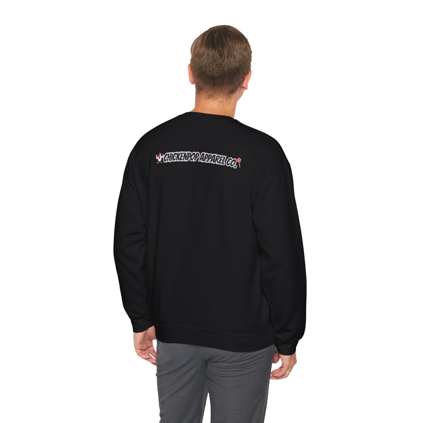 Coop Wars Crewneck Sweatshirt – Funny Political Graphic Pullover | Unisex Heavy Blend with ChickenPop Logo | Ethically Made & Cozy Cold-Weather Humor