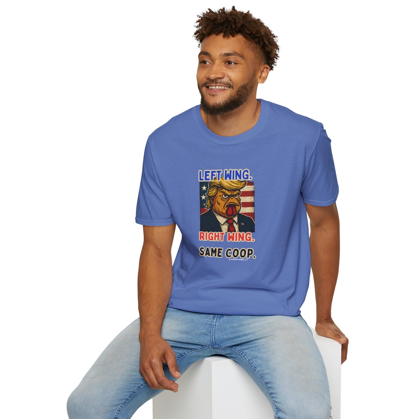 Cock-a-Doodle-Don "Left Wing. Right Wing. Same Coop." Political Satire Tee – Unisex Graphic T-Shirt