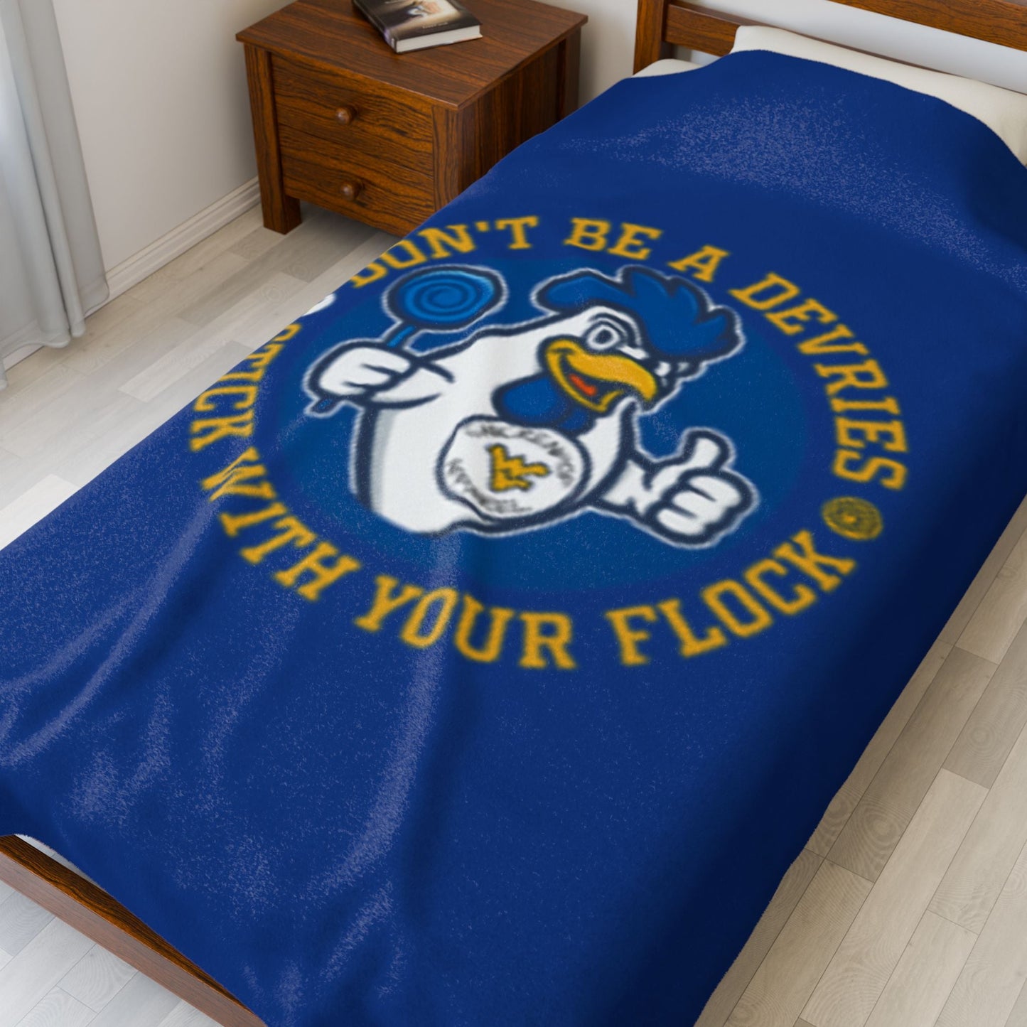 Don't Be A Devries Original Logo Velveteen Plush Blanket Royal Blue