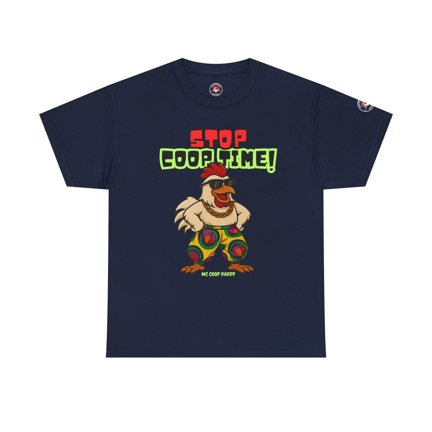 Stop COOP TIME! Funny Chicken T-Shirt – MC Coop Daddy 90s Hip Hop Parody Tee | Unisex Heavy Cotton | ChickenPop Apparel