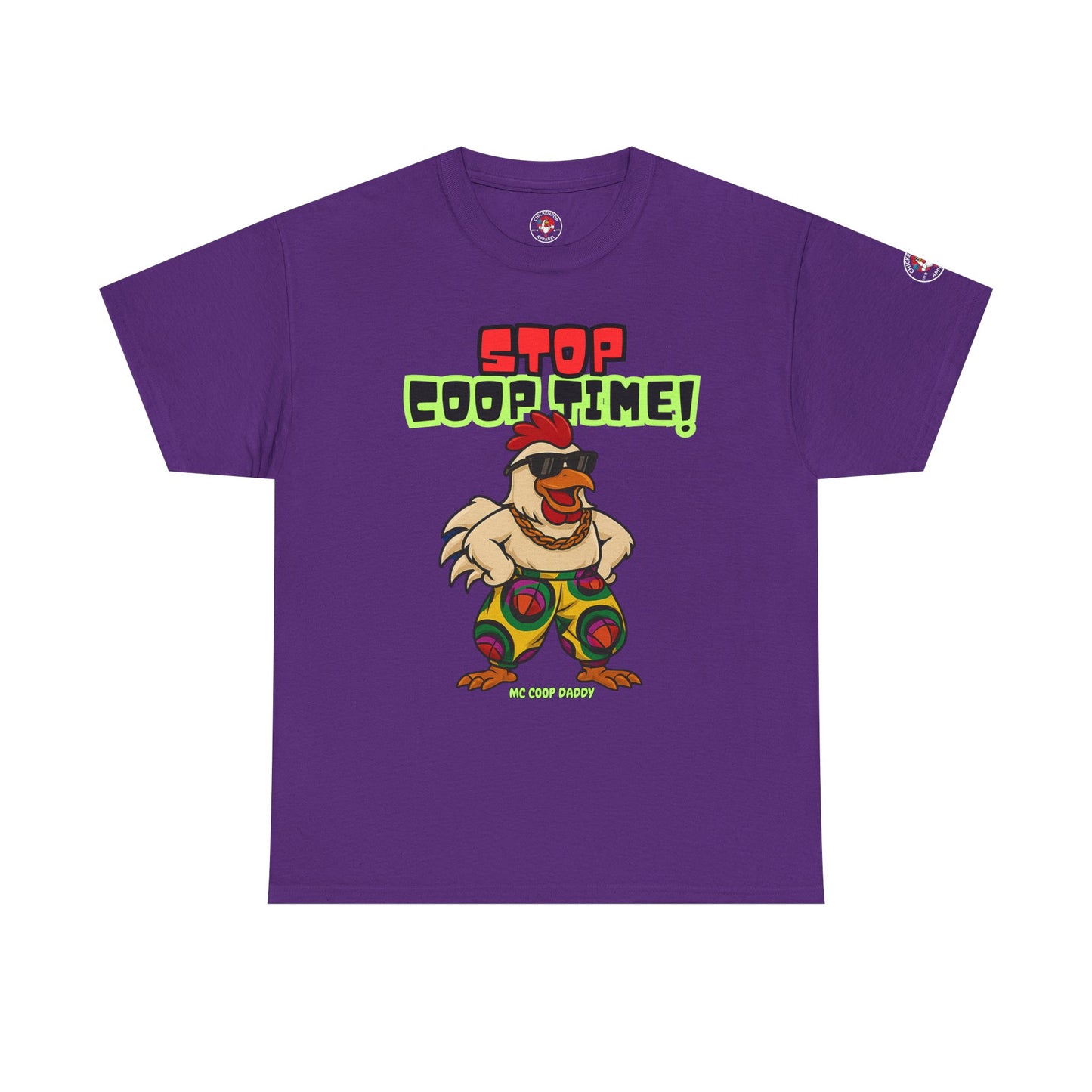 Stop COOP TIME! Funny Chicken T-Shirt – MC Coop Daddy 90s Hip Hop Parody Tee | Unisex Heavy Cotton | ChickenPop Apparel