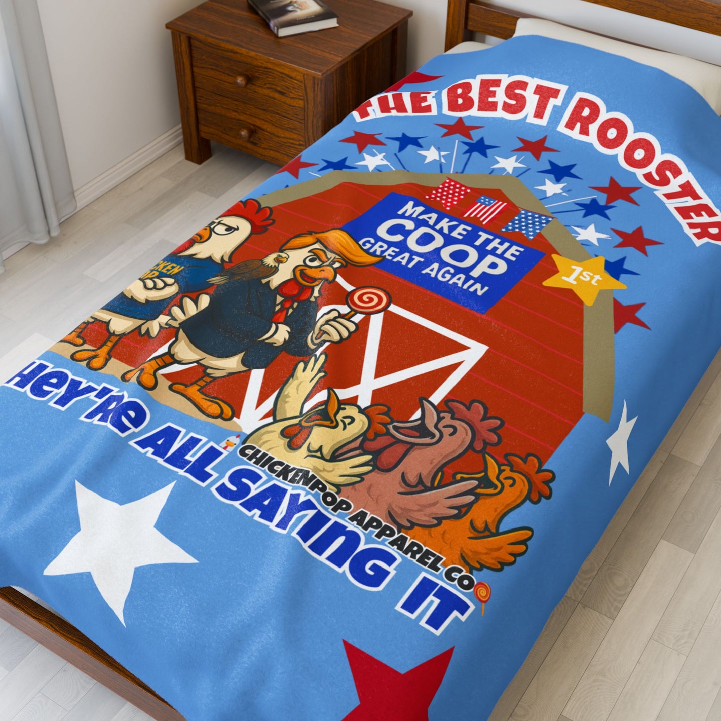 The Best Rooster Blanket – Make the Coop Great Again | Funny Chicken Throw Blanket for Adults – Cozy, Patriotic & Hilarious Gift