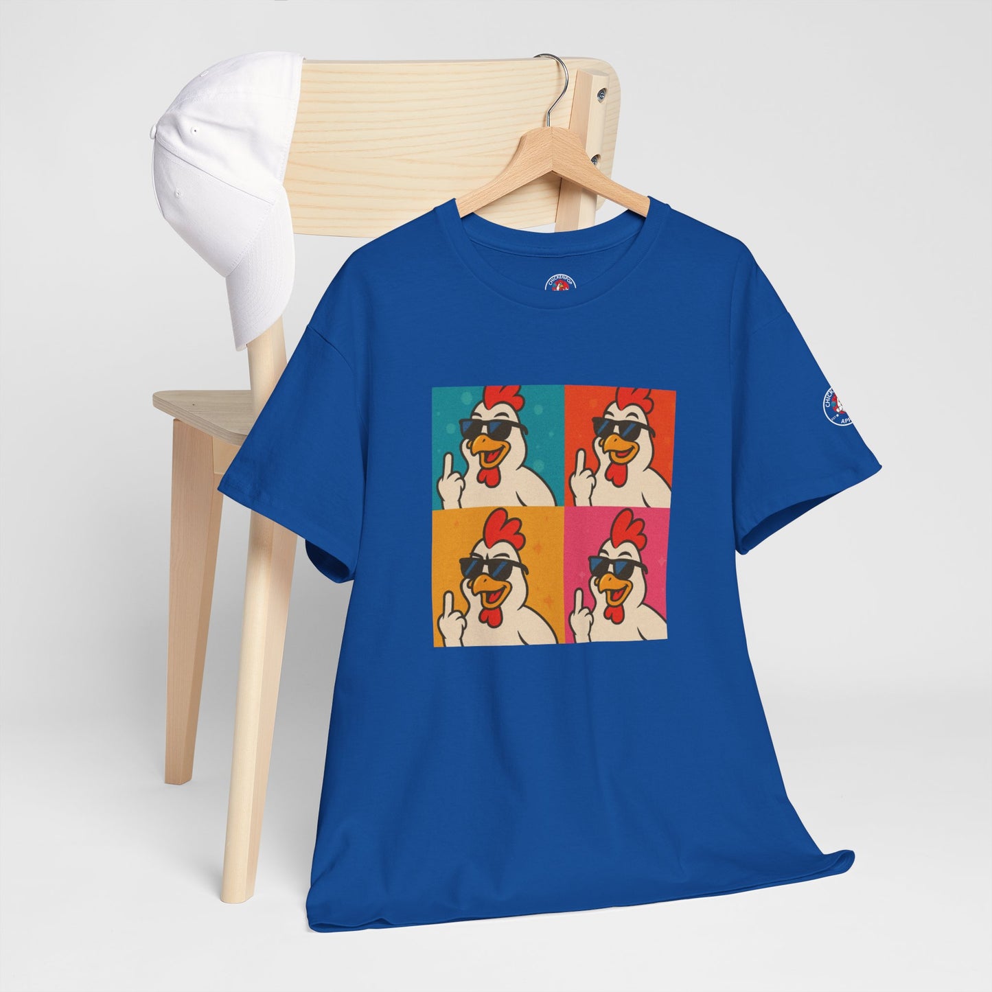 Warhol Pop Art Chicken T-Shirt – Funny Coop Daddy Middle Finger Tee for Bold Style