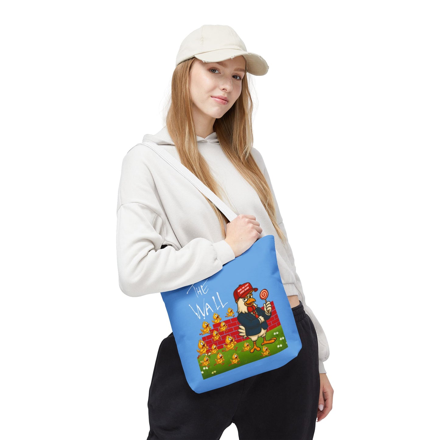 Another Chick Thru The Wall Tote Bag – Funny Political Chicken Graphic | Durable Eco-Friendly Canvas Shopper for Everyday Use