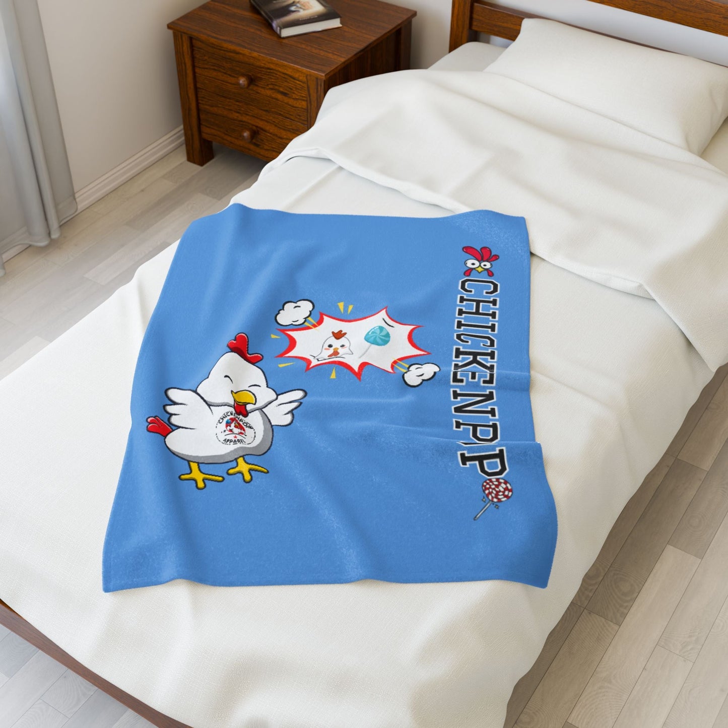 Dirty Mind Emoji Chick Velveteen Plush Blanket Carolina Blue