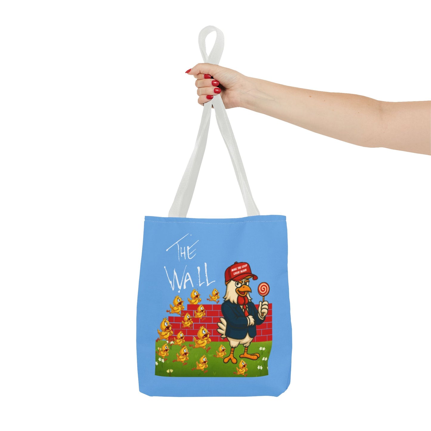Another Chick Thru The Wall Tote Bag – Funny Political Chicken Graphic | Durable Eco-Friendly Canvas Shopper for Everyday Use