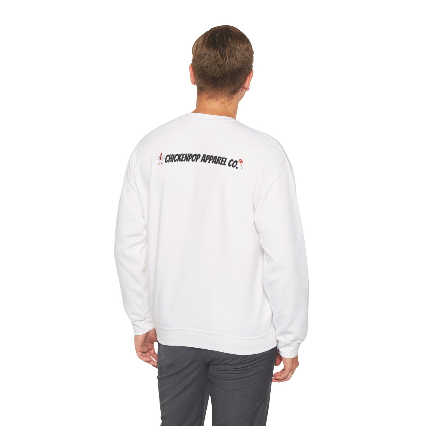 Coop Wars Crewneck Sweatshirt – Funny Political Graphic Pullover | Unisex Heavy Blend with ChickenPop Logo | Ethically Made & Cozy Cold-Weather Humor