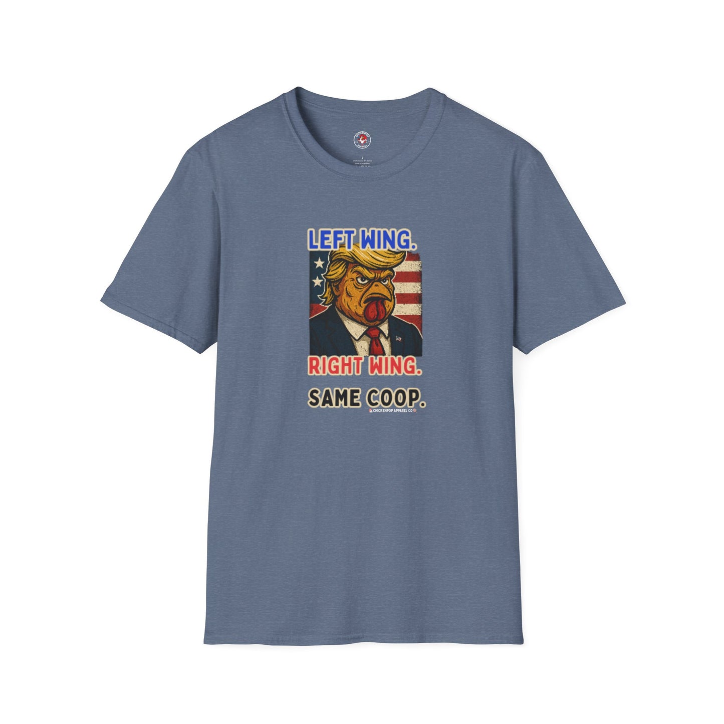 Cock-a-Doodle-Don "Left Wing. Right Wing. Same Coop." Political Satire Tee – Unisex Graphic T-Shirt