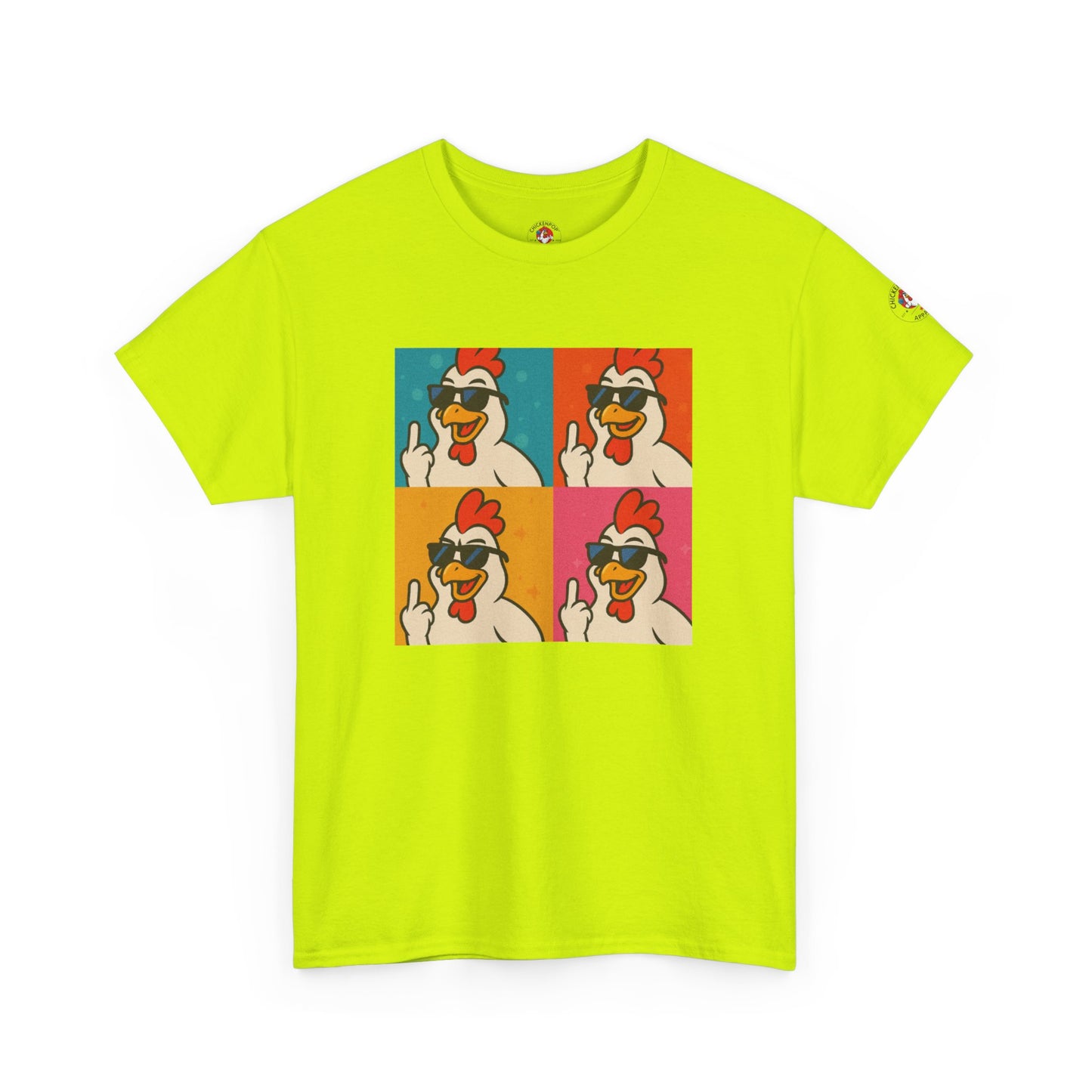Warhol Pop Art Chicken T-Shirt – Funny Coop Daddy Middle Finger Tee for Bold Style