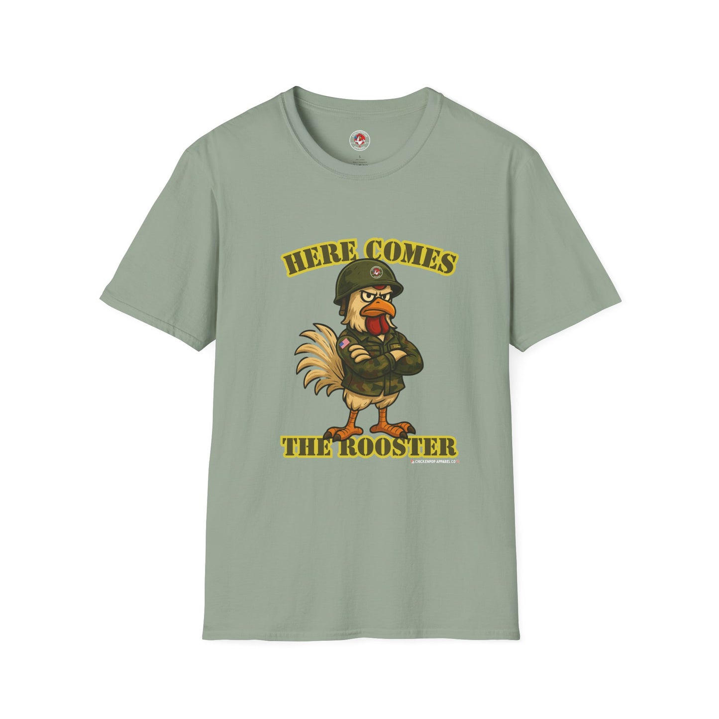 Here Comes the Rooster Music Graphic Tee with Front & Back Print Unisex Rock T-Shirt
