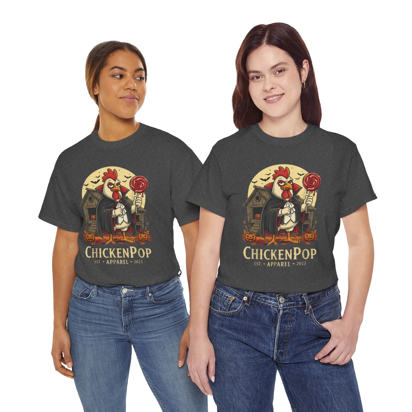 ChickenPop Sucker For a Pop Vampire Rooster Halloween T-Shirt – Funny Spooky Graphic Tee for Fall & Costume Season
