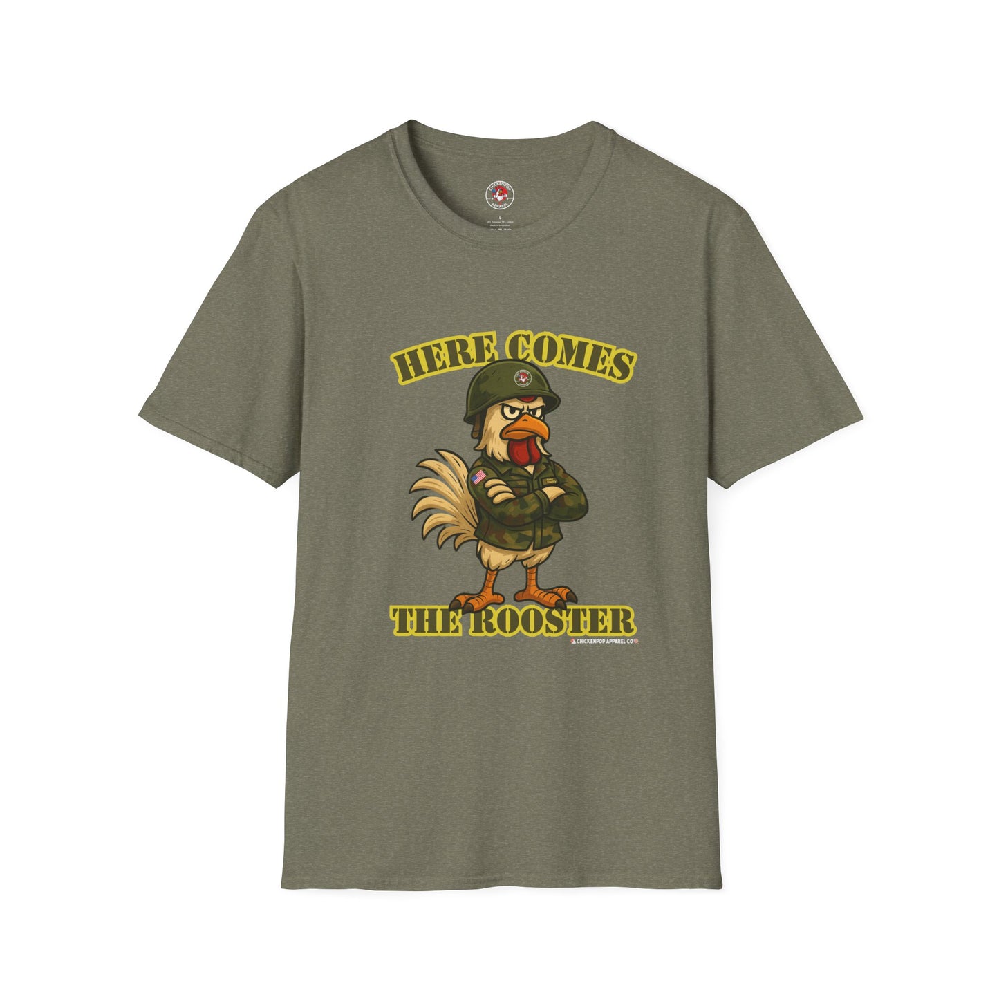 Here Comes the Rooster Music Graphic Tee with Front & Back Print Unisex Rock T-Shirt