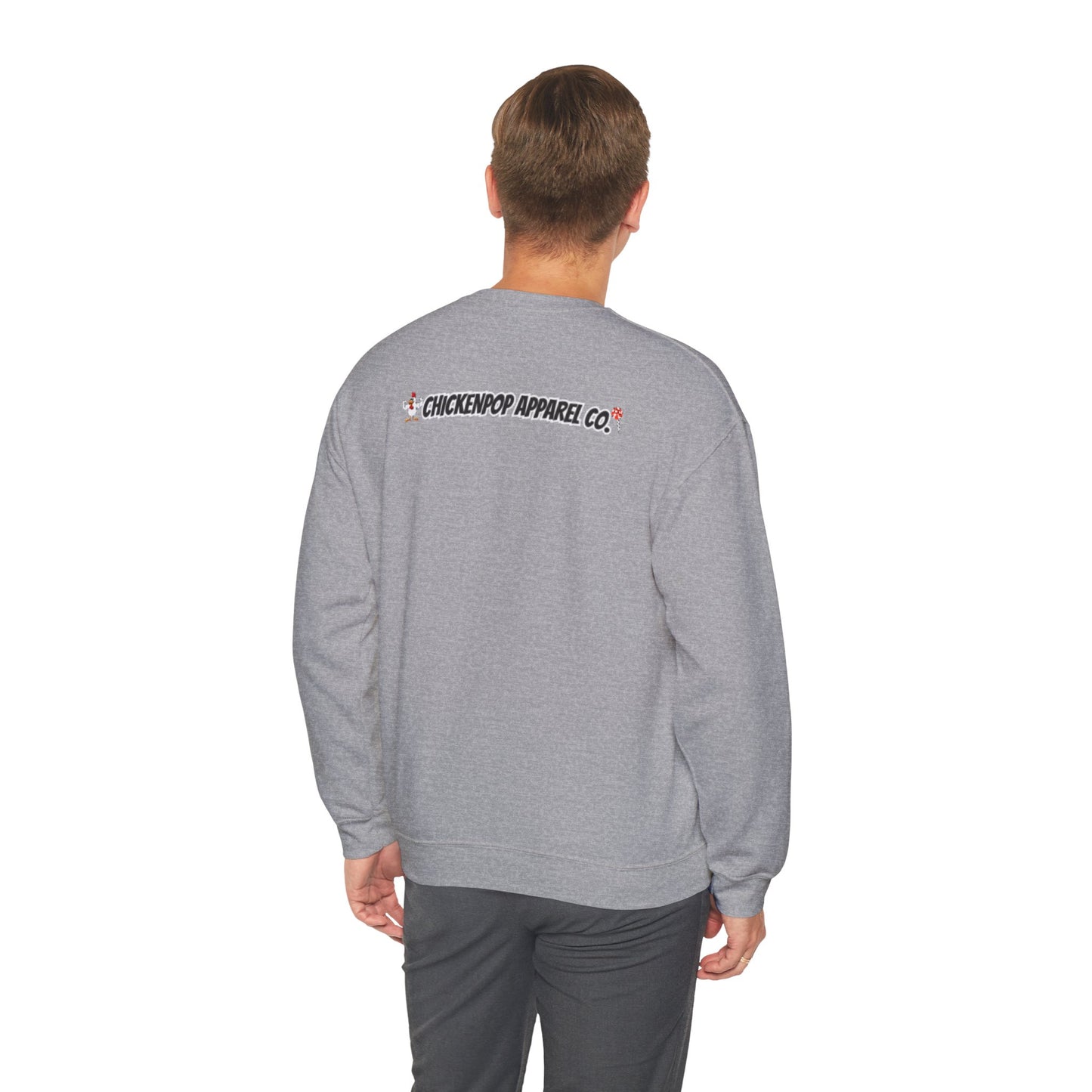 Coop Wars Crewneck Sweatshirt – Funny Political Graphic Pullover | Unisex Heavy Blend with ChickenPop Logo | Ethically Made & Cozy Cold-Weather Humor