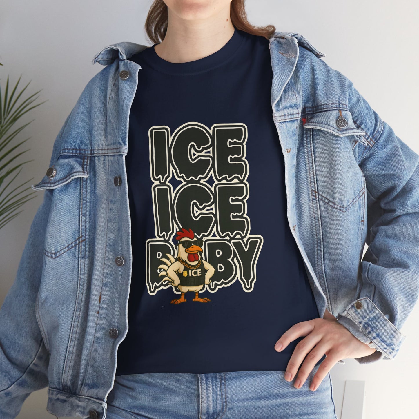 ICE ICE BABY Funny Chicken T-Shirt – Coop Daddy Parody Tee for Music & Poultry Fans