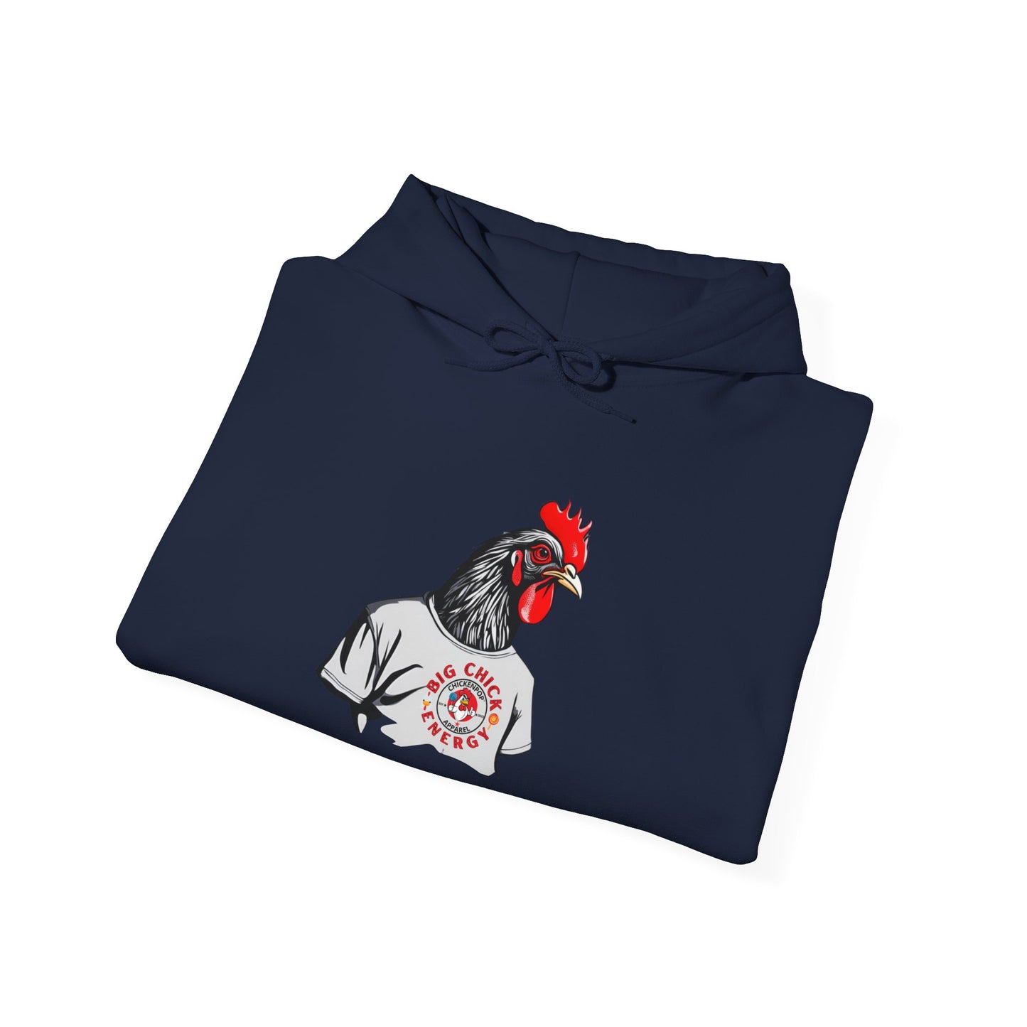 Big Chick Energy Giant Rooster Logo Unisex Hoodie - ChickenPop Arm Logo Edition