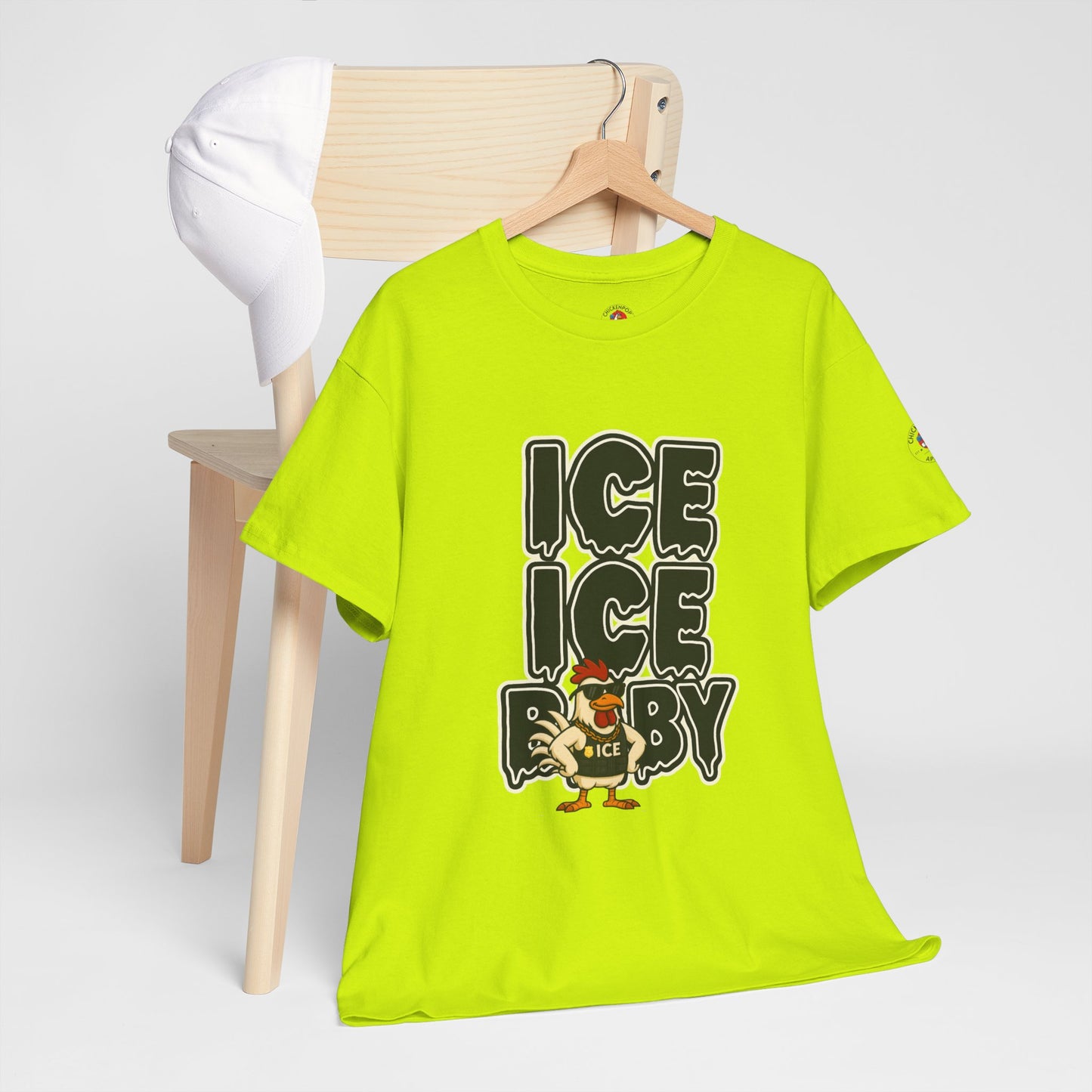 ICE ICE BABY Funny Chicken T-Shirt – Coop Daddy Parody Tee for Music & Poultry Fans