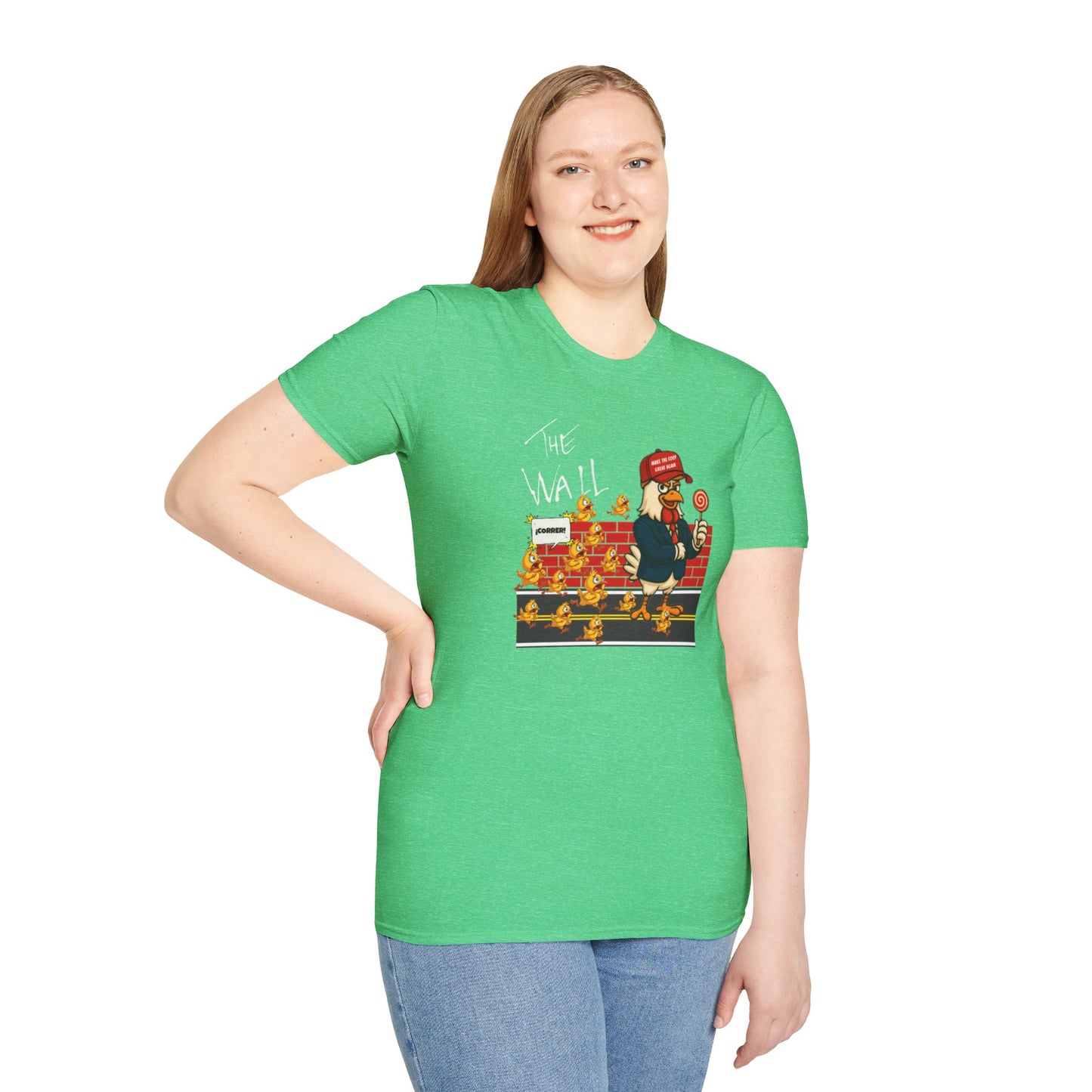 Another Chick Thru The Wall | Funny Political Chicken Graphic Tee – Cock-a-Doodle-Don Collection