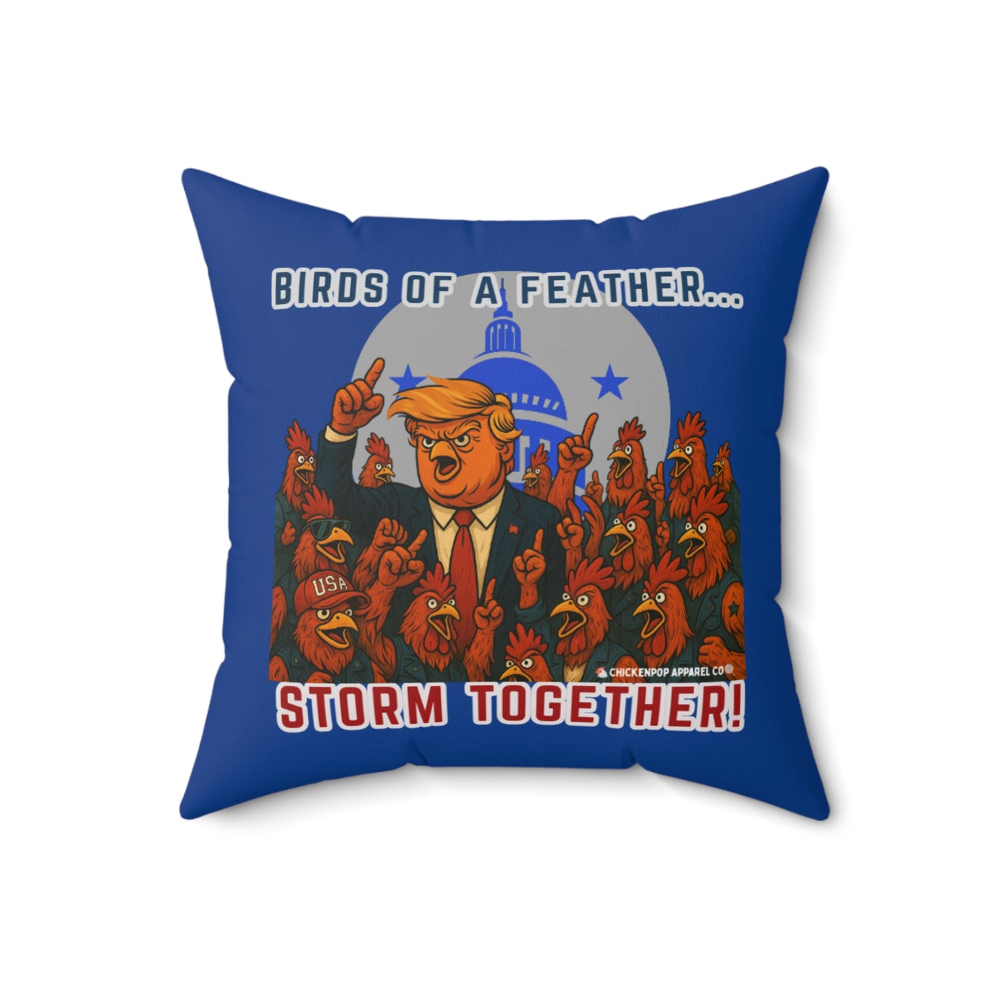 Birds of a Feather Storm Together Pillow – Bold Political Satire Throw Pillow in 4 Sizes