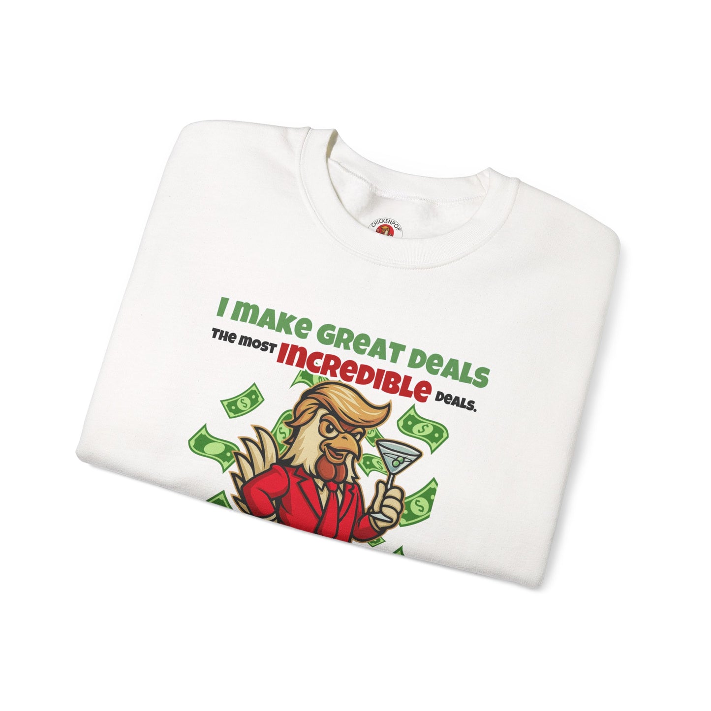 Like A Genius Crewneck Sweatshirt – Funny Political Graphic Pullover | Unisex Heavy Blend with ChickenPop Logo | Ethically Made & Cozy Cold-Weather Humor