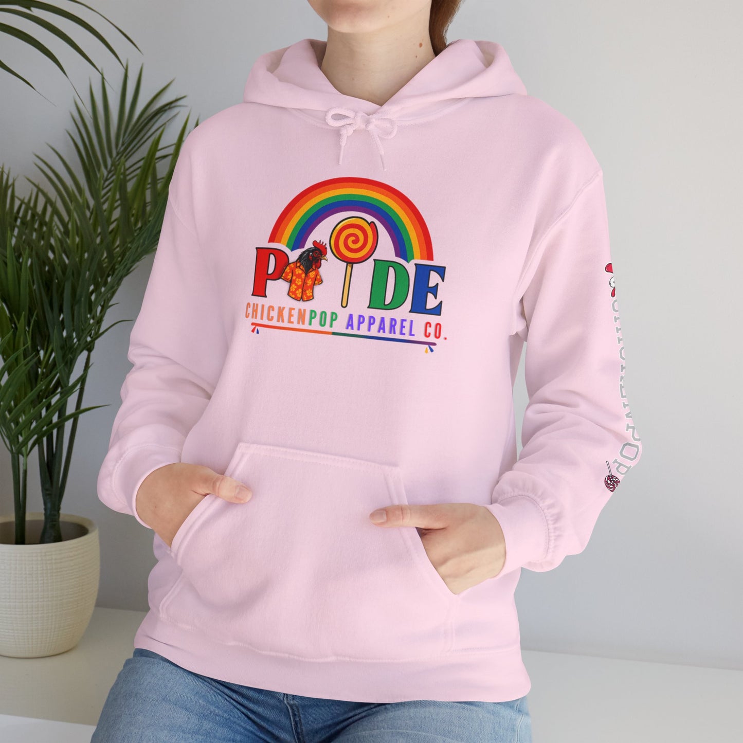 Pride Month Hoodie – ChickenPop Apparel | Rainbow Logo with Coop Daddy – Unisex LGBTQ+ Sweatshirt