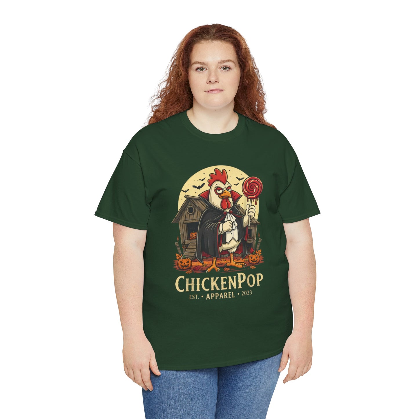 ChickenPop Sucker For a Pop Vampire Rooster Halloween T-Shirt – Funny Spooky Graphic Tee for Fall & Costume Season