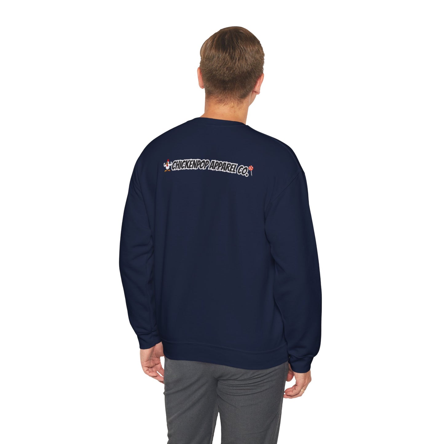 Like A Genius Crewneck Sweatshirt – Funny Political Graphic Pullover | Unisex Heavy Blend with ChickenPop Logo | Ethically Made & Cozy Cold-Weather Humor