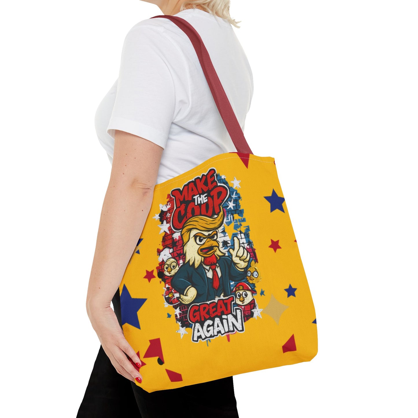 Make the Coop Great Again Tote Bag, Funny Tote Bag, Political Humor Bag, Gift for Movers and Shakers, Yellow Tote, Election Day Accessory