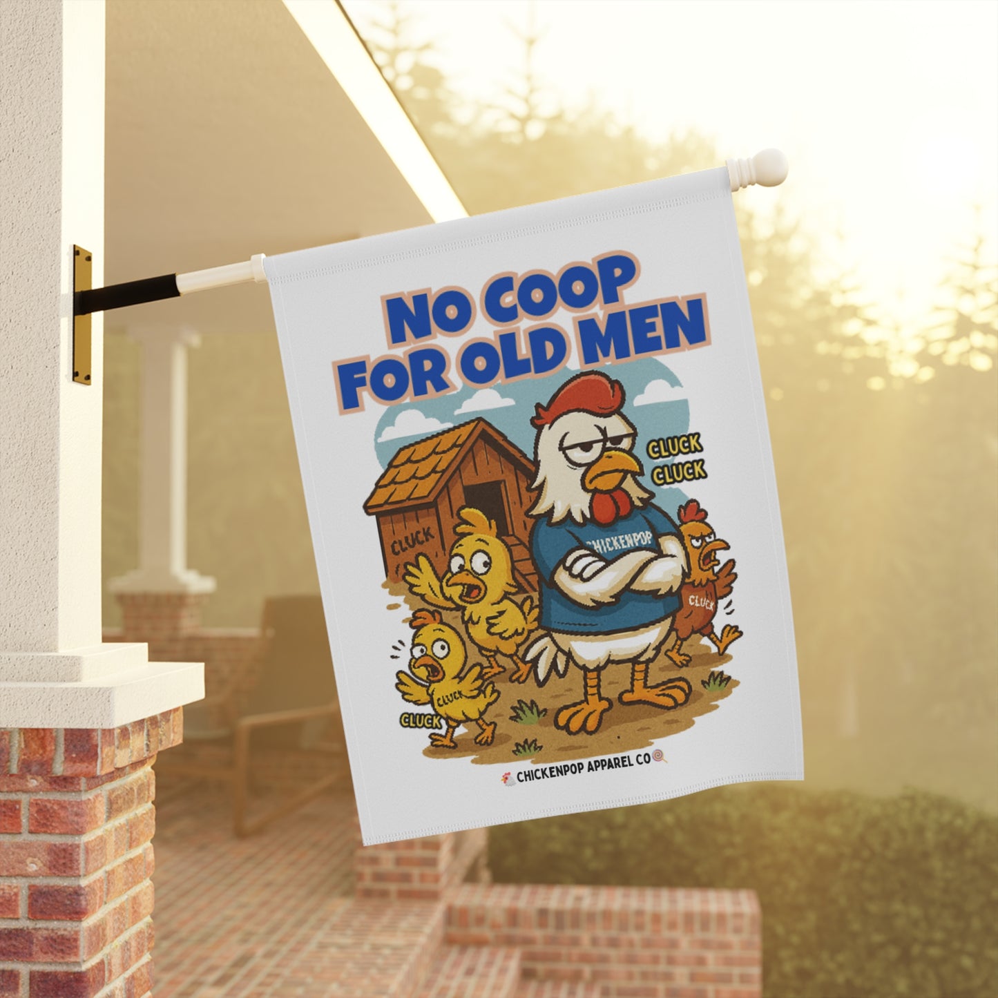 No Coop For Old Men Garden Flag – Funny Chicken Yard Banner | Farmhouse Humor Outdoor Decor