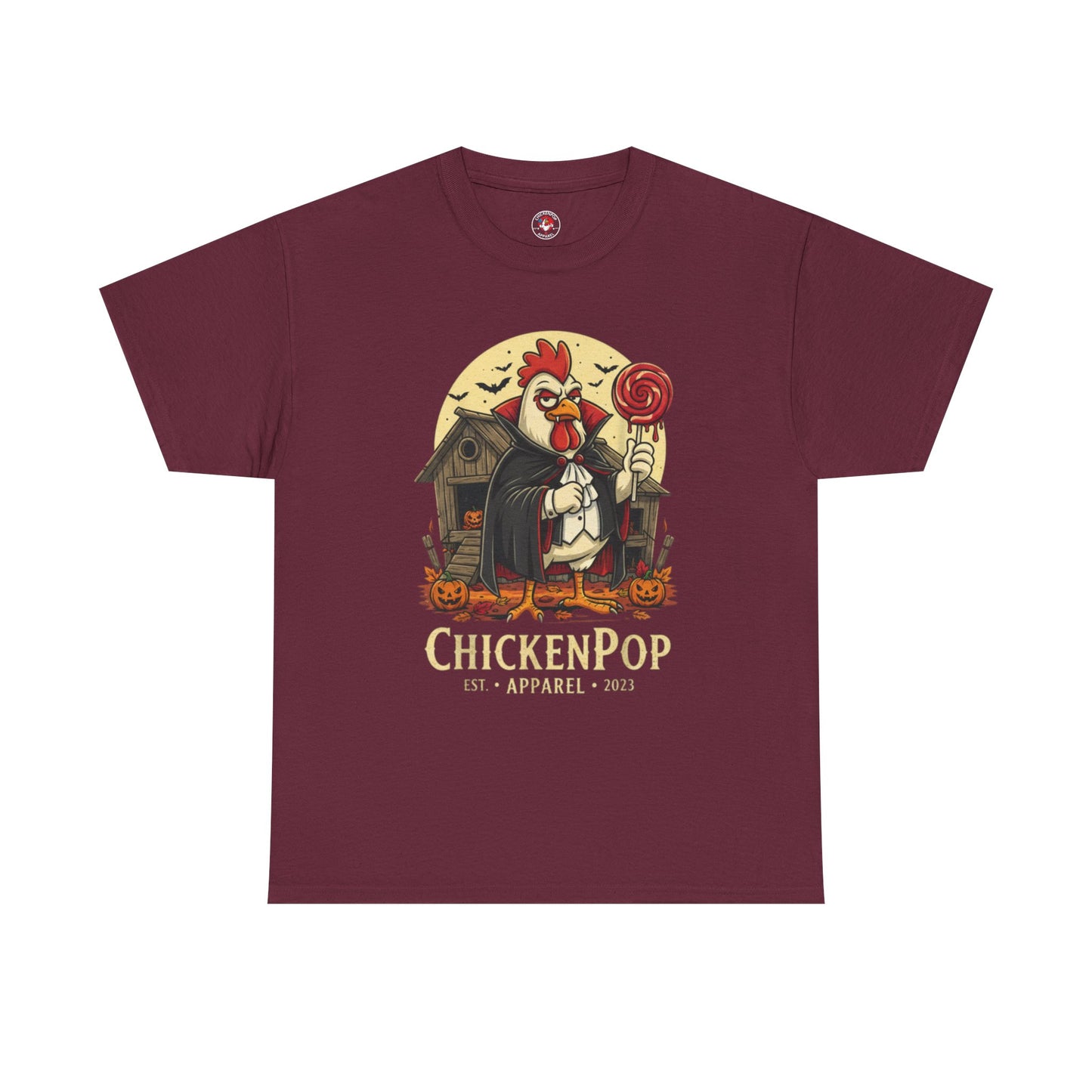 ChickenPop Sucker For a Pop Vampire Rooster Halloween T-Shirt – Funny Spooky Graphic Tee for Fall & Costume Season