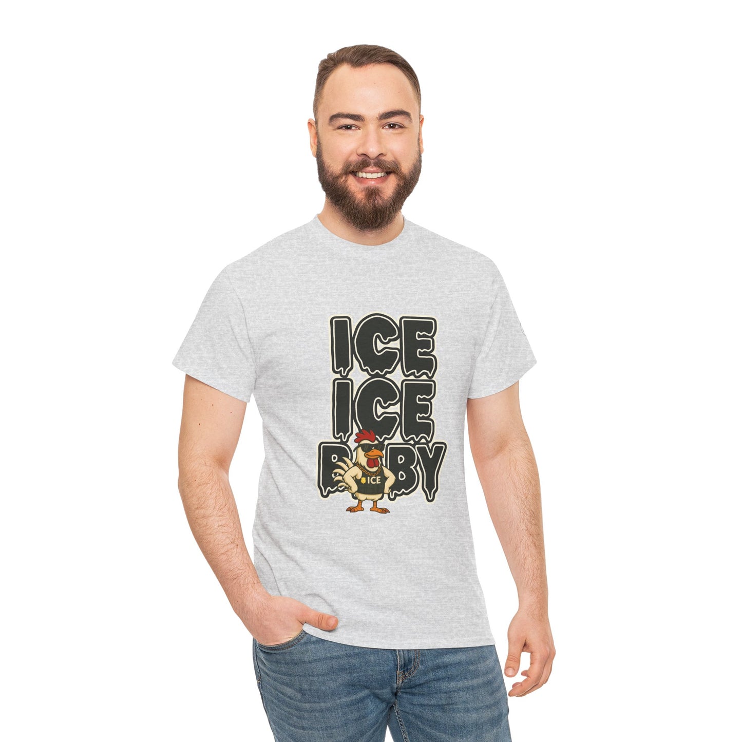 ICE ICE BABY Funny Chicken T-Shirt – Coop Daddy Parody Tee for Music & Poultry Fans