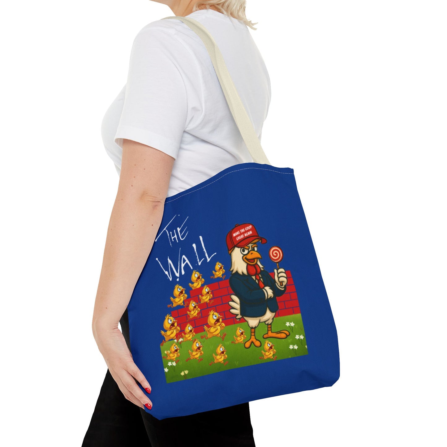 Another Chick Thru The Wall Tote Bag – Funny Political Chicken Graphic | Durable Eco-Friendly Canvas Shopper for Everyday Use