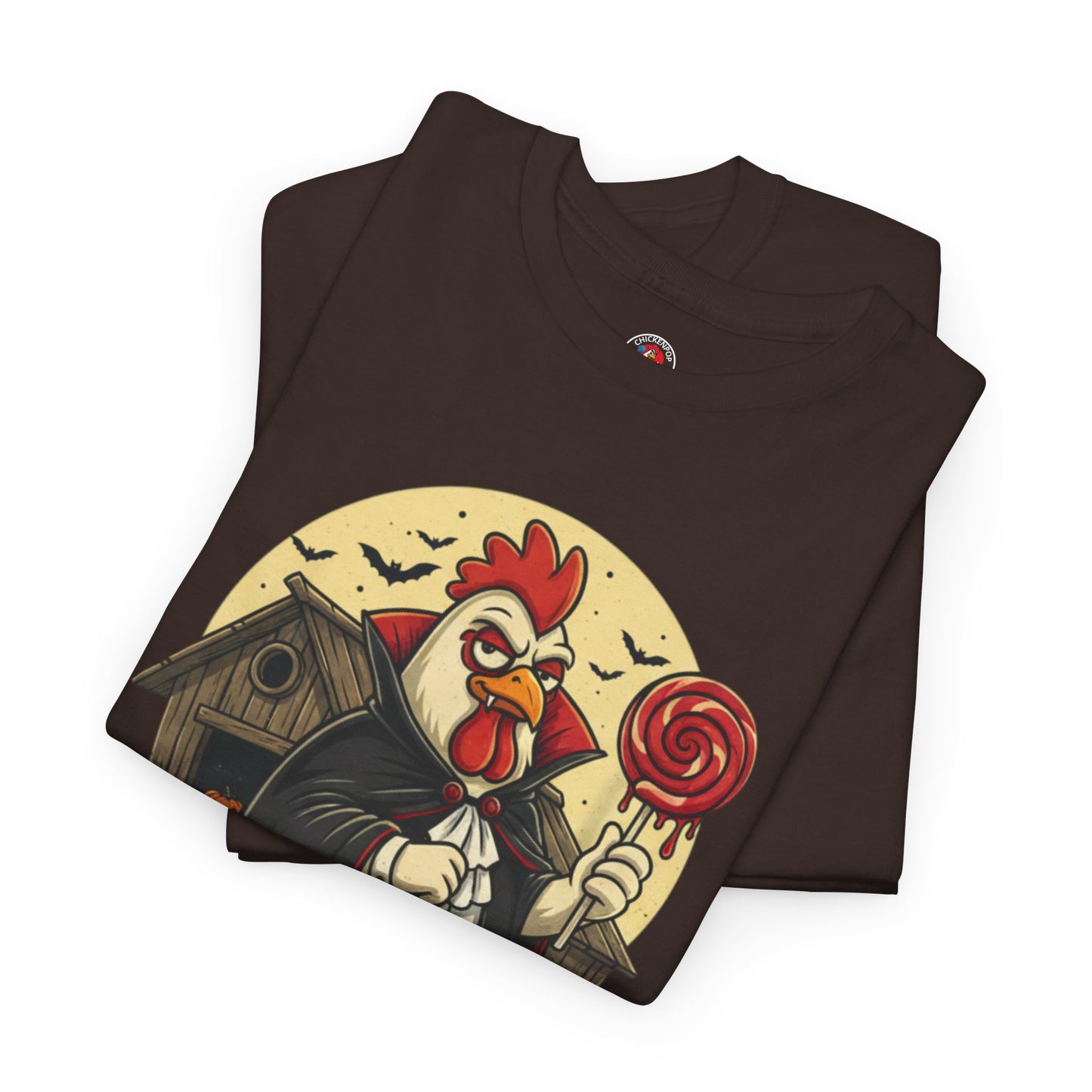 ChickenPop Sucker For a Pop Vampire Rooster Halloween T-Shirt – Funny Spooky Graphic Tee for Fall & Costume Season
