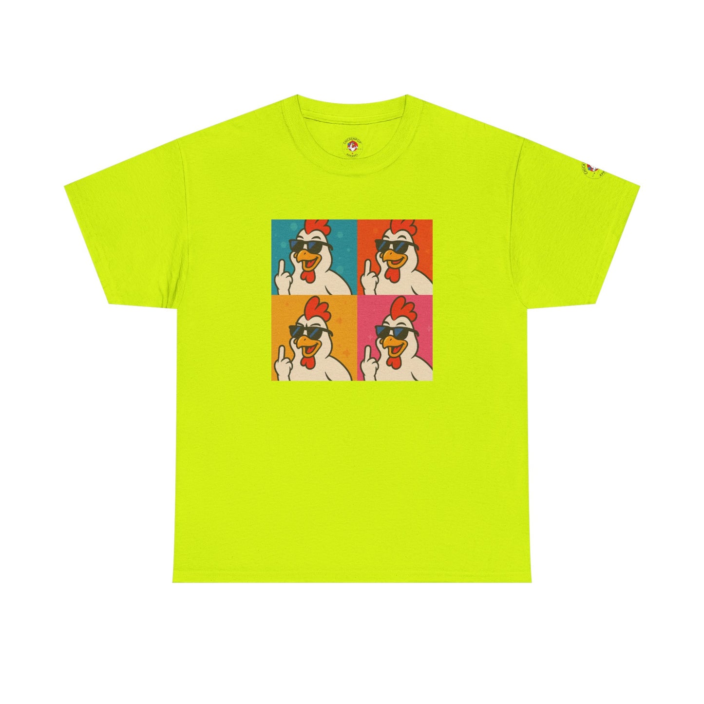 Warhol Pop Art Chicken T-Shirt – Funny Coop Daddy Middle Finger Tee for Bold Style
